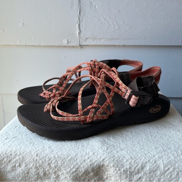Chaco Women's Double Strap Strappy Sandals - Black and Coral - Picture 1 of 11